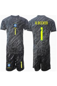 Fotbalové Dres Brazílie Alisson Becker #1 Brankářské Dětské Venkovní Oblečení Copa America 2024 Krátký Rukáv (+ trenýrky)